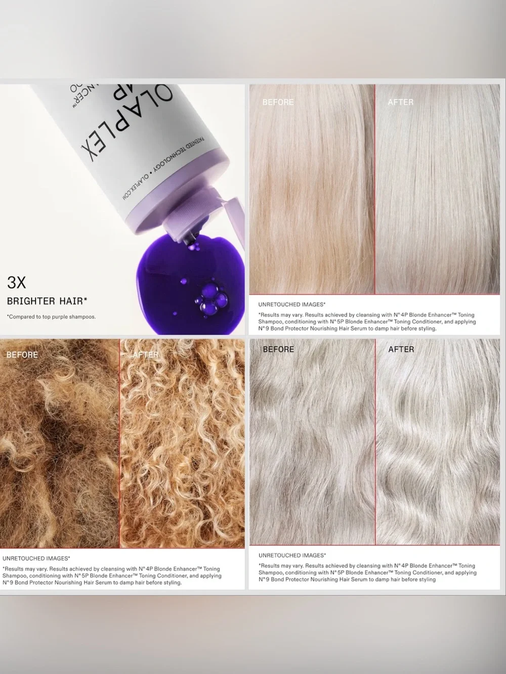 Olaplex No.4P Blonde Enhancer Purple‎ Shampoo 8.5oz Toning Repair 2 Pack